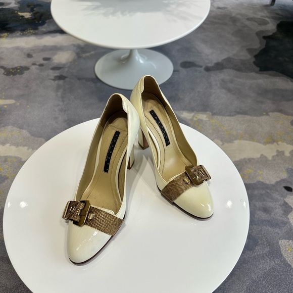 Cream pattern leather pumps US 5.5 - Picture 3 of 5